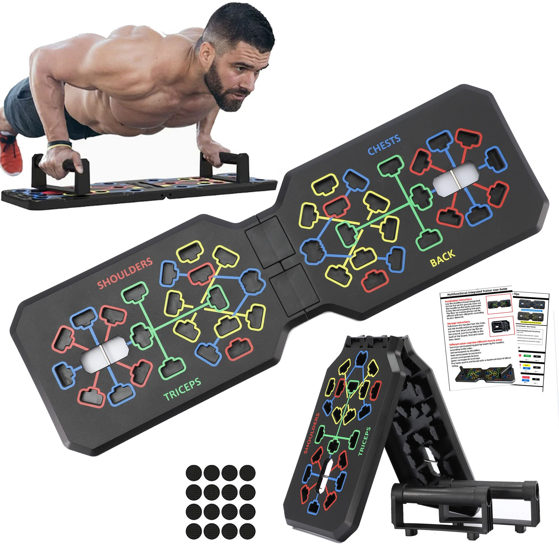 Bominfit 100-150kg Load-bearing Foldable Push Up Board Multi-Function Push-up Training Board Set for Chest Abdominal Muscle Strength Fitness Training — Bominfit