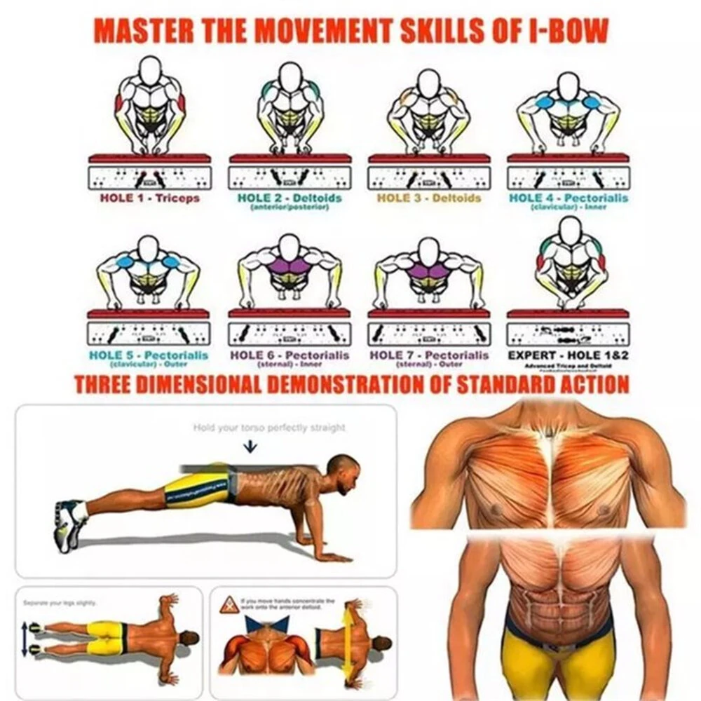 Bominfit 28 in 1 Folding Push Up Board 300kg Load-bearing Sport Plank Abdominal Chest Push-Ups Stands for Fitness Workout Home Gym Exercise — view 9