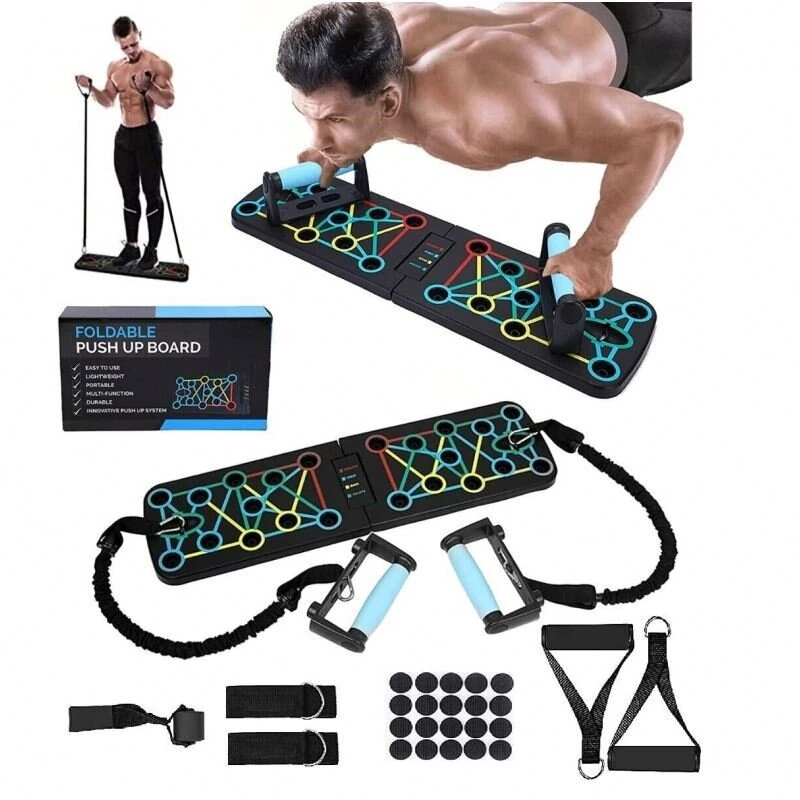 Bominfit Multifunctional Foldable Push-Up Stand with Resistance Band Anti-slip Handles Supports Up to 150kg Home Gym Fitness Board for Chest Back Shoulder Triceps — view 10