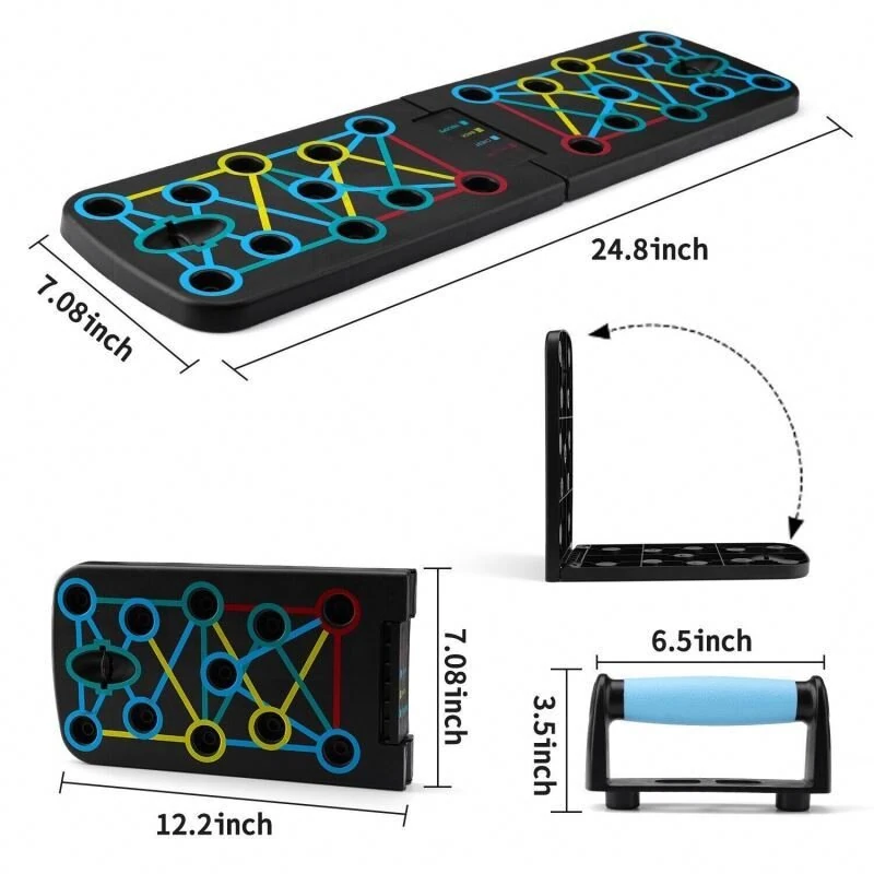 Bominfit Multifunctional Foldable Push-Up Stand with Resistance Band Anti-slip Handles Supports Up to 150kg Home Gym Fitness Board for Chest Back Shoulder Triceps — view 7
