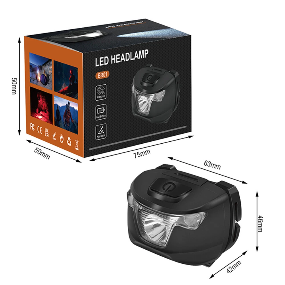 BORUiT White Red Light LED Headlamp Use AAA Battery 4 Modes Super Bright Head Lamp Waterproof Head Torch — view 10