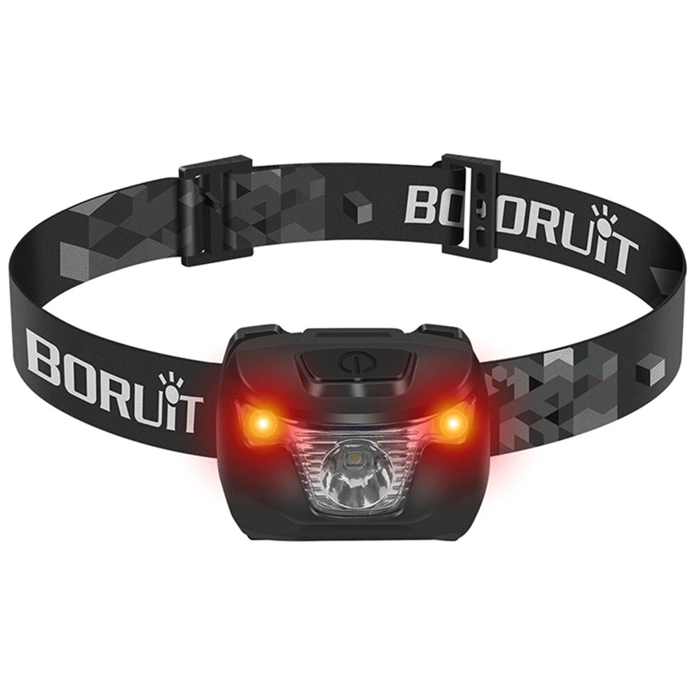 BORUiT White Red Light LED Headlamp Use AAA Battery 4 Modes Super Bright Head Lamp Waterproof Head Torch — view 11