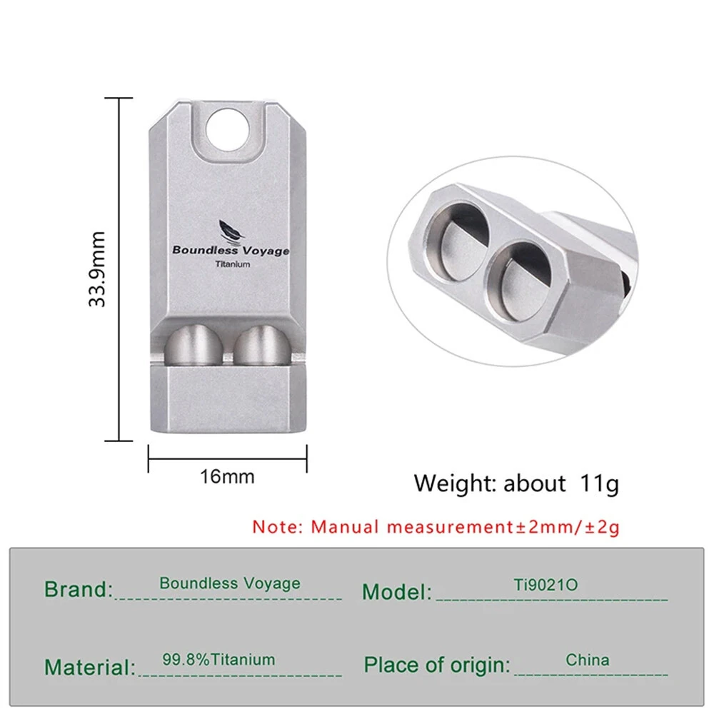 Boundless Voyage Titanium Whistle Ultralight Titanium Emergency Whistle Outdoor Survival Camping Hiking Exploring Tools Ti9021O — view 9