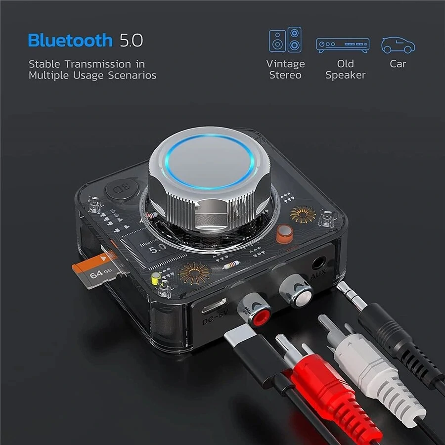 BR04 bluetooth Audio Receiver 3D Stereo Music Wireless Adapter TF Card RCA 3.5mm AUX Jack for Car Kit Wired Speaker Headphone — view 2