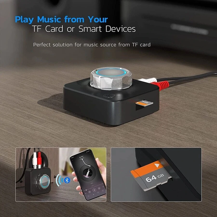 BR04 bluetooth Audio Receiver 3D Stereo Music Wireless Adapter TF Card RCA 3.5mm AUX Jack for Car Kit Wired Speaker Headphone — view 5