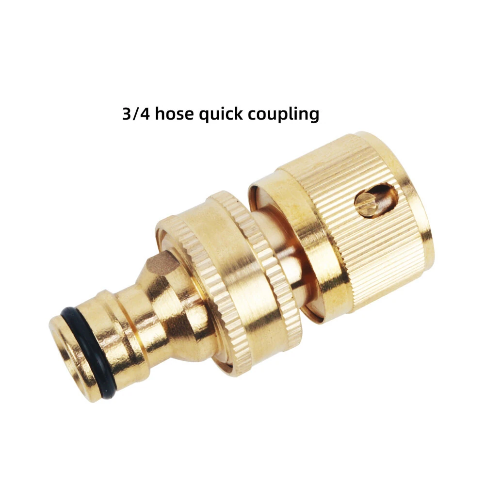 Brass 3/4" Hose Quick Connector Male and Female Set Water Hose Fitting European Style Leak Proof Rubber Washer Easy Installation Gardening Accessories — view 5