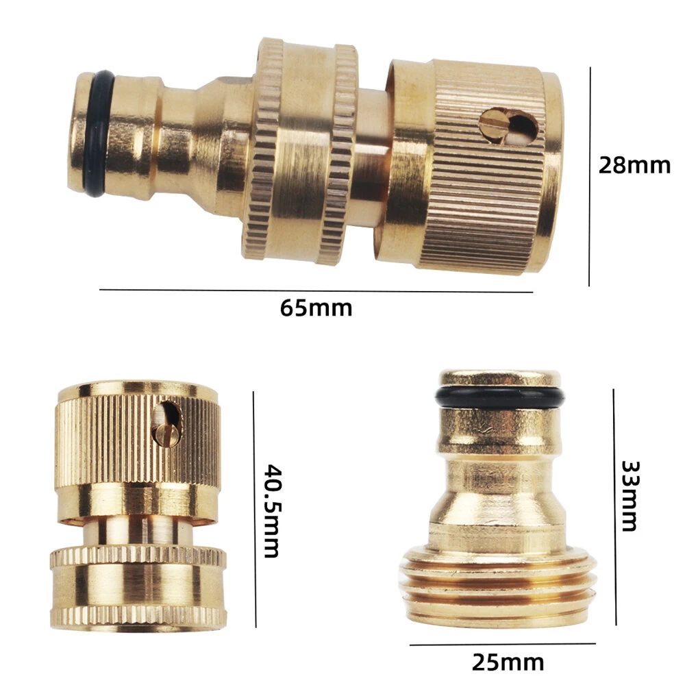 Brass 3/4" Hose Quick Connector Male and Female Set Water Hose Fitting European Style Leak Proof Rubber Washer Easy Installation Gardening Accessories — view 6