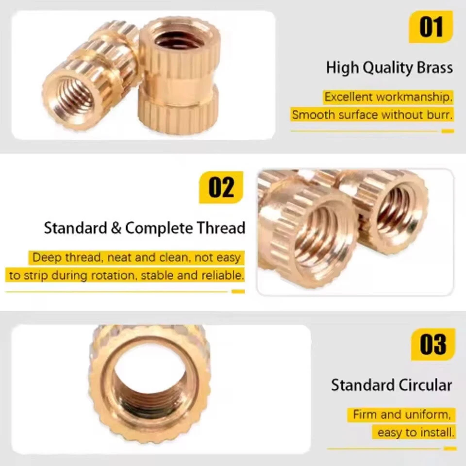Brass Heat Set Insert Nut M2 M2.5 M3 M4 M5 M6 Nutinsert Thread Knurled Embedment Screw Nuts 3D Printing Assortment Kit — view 4