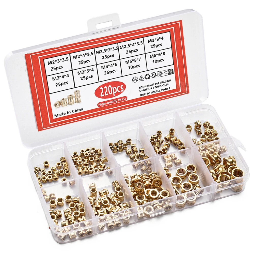 Brass Heat Set Insert Nut M2 M2.5 M3 M4 M5 M6 Nutinsert Thread Knurled Embedment Screw Nuts 3D Printing Assortment Kit — view 9