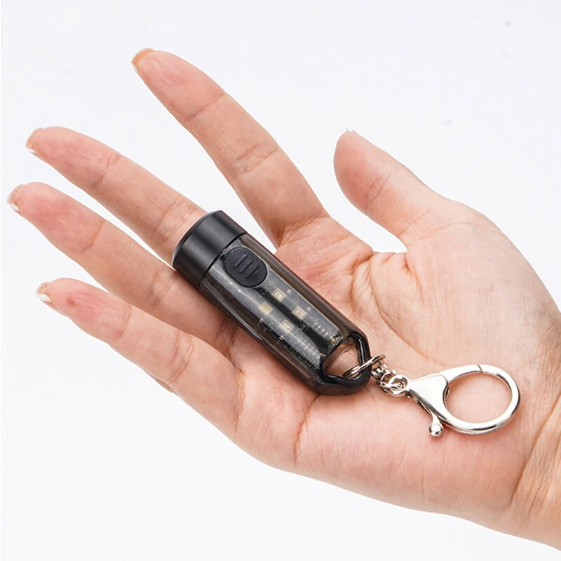 Bright LED Mini Keychain Light Portable Mini Flashlight Highlights Type-C Rechargeable Whistle Light Cap Clip Light — view 2