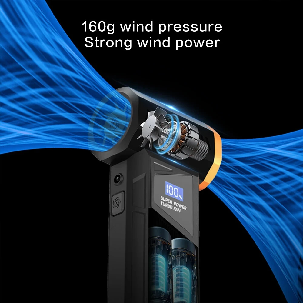 Brushless Cordless 110,000RPM Turbo Fan Air Blower 120W Max 8000mAh 6-8.4V LED Light Digital Display Portable Car Cleaning Outdoor BBQ Use Multi-Nozzle — view 4