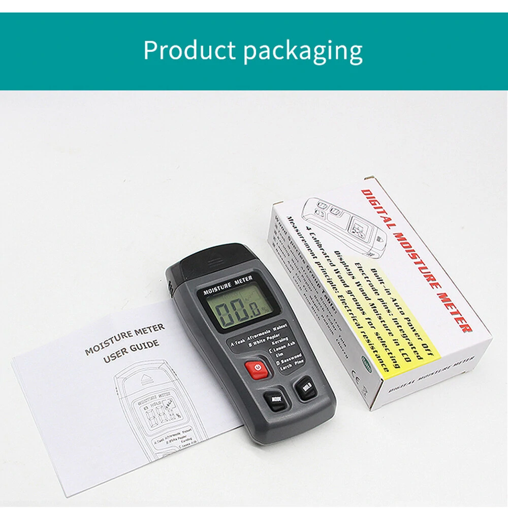 BSIDE EMT01 Digital LCD Portable 0~99.9% Wood Moisture Meter Integral Pins Auto Power Off — view 7