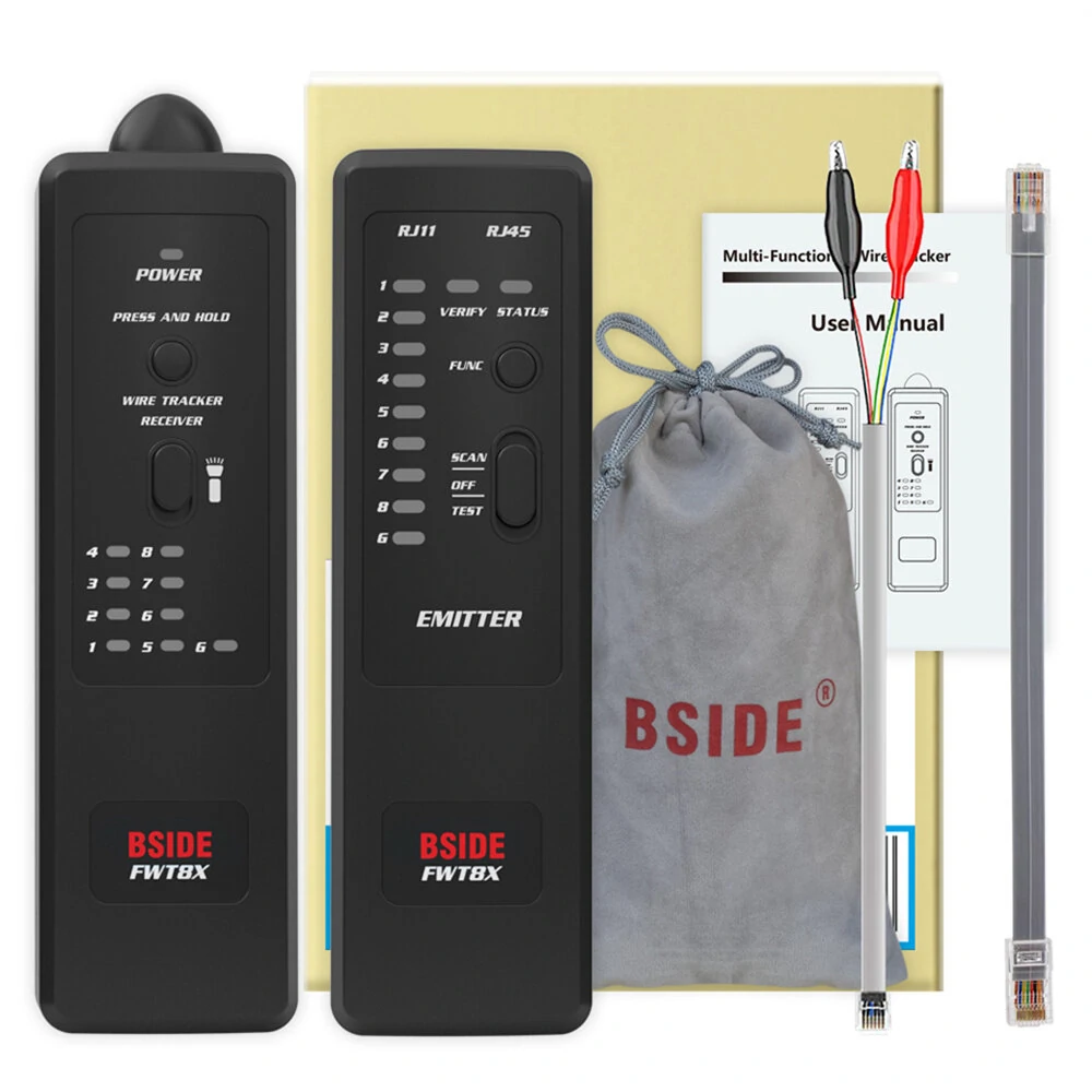BSIDE FWT8X Network Cable Tracker Detecteur RJ11/45 Lan Ethernet Phone Wire Tester Finder Telecom Tool electrified Work 60V — view 3