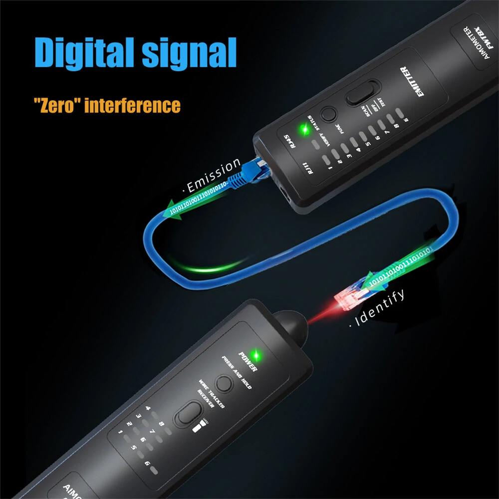 BSIDE FWT8X Network Cable Tracker Detecteur RJ11/45 Lan Ethernet Phone Wire Tester Finder Telecom Tool electrified Work 60V — view 4