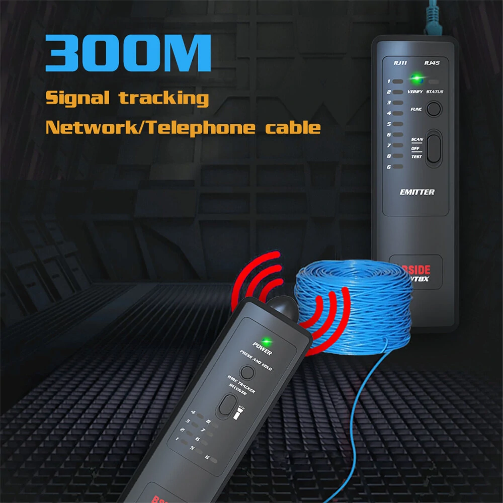 BSIDE FWT8X Network Cable Tracker Detecteur RJ11/45 Lan Ethernet Phone Wire Tester Finder Telecom Tool electrified Work 60V — view 5