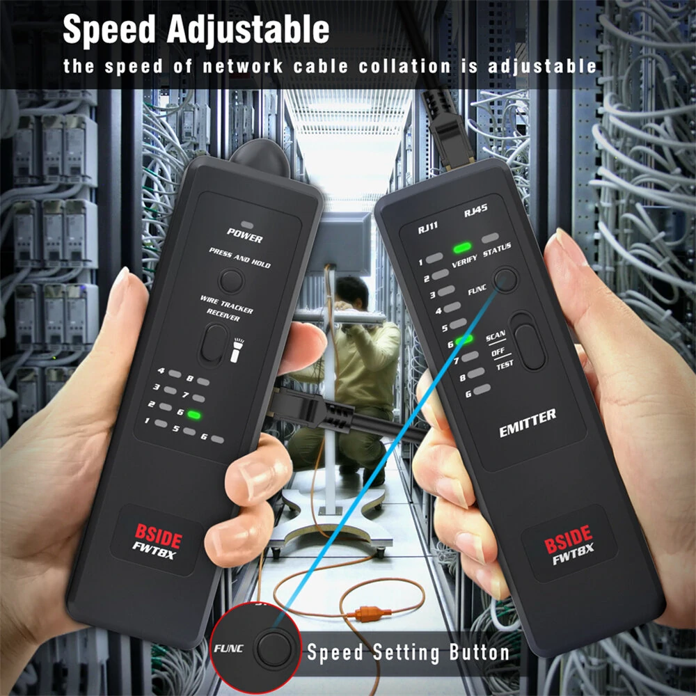 BSIDE FWT8X Network Cable Tracker Detecteur RJ11/45 Lan Ethernet Phone Wire Tester Finder Telecom Tool electrified Work 60V — view 6