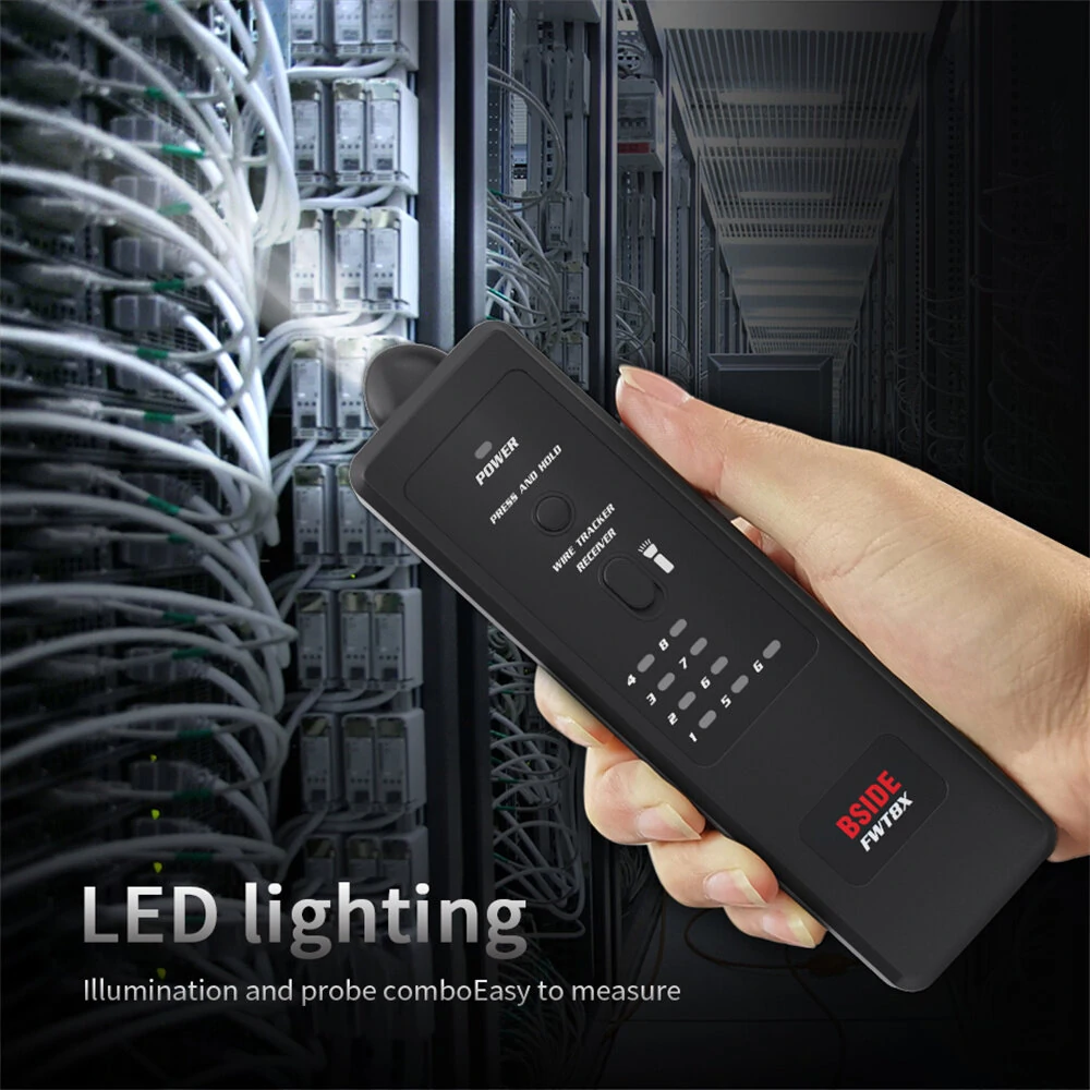 BSIDE FWT8X Network Cable Tracker Detecteur RJ11/45 Lan Ethernet Phone Wire Tester Finder Telecom Tool electrified Work 60V — view 9