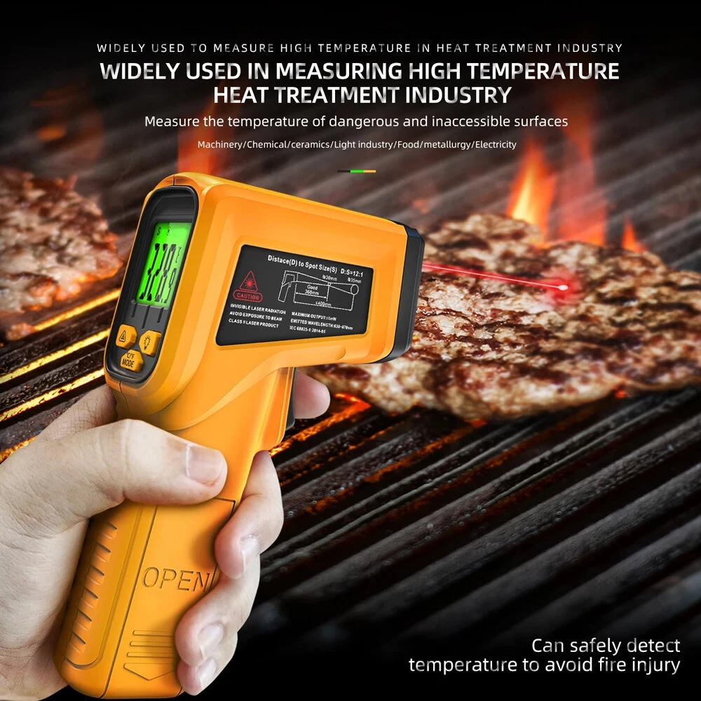 BSIDE H2 Infrared Laser Thermometer -50℃ to 530℃ High Precision Non-Contact 12:1 Ratio Adjustable Emissivity LCD Backlit Display — view 4