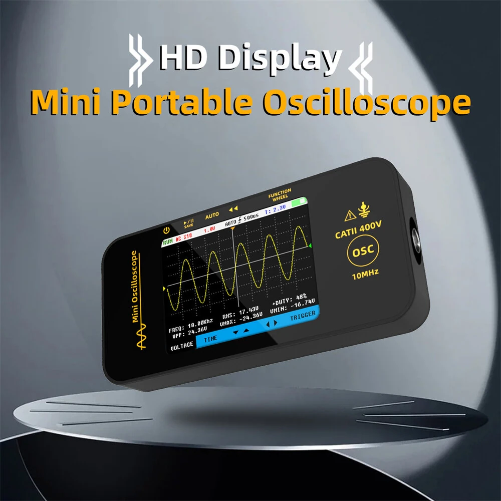 BSIDE Mini OT3 Oscilloscope 3.2" TFT Color Screen 10MHz Bandwidth Real-Time Sampling 48MSa/s Portable Handheld Oscilloscope with Probe — view 6