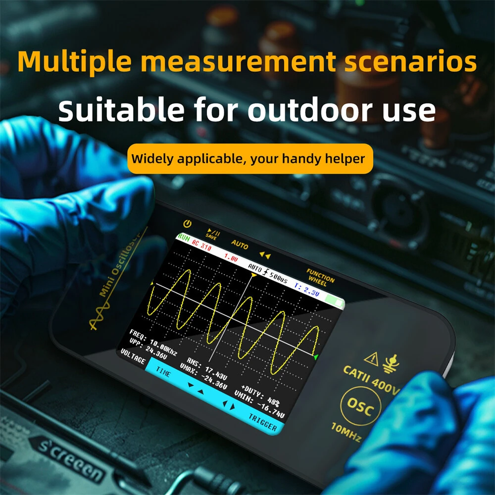 BSIDE Mini OT3 Oscilloscope 3.2" TFT Color Screen 10MHz Bandwidth Real-Time Sampling 48MSa/s Portable Handheld Oscilloscope with Probe — view 7