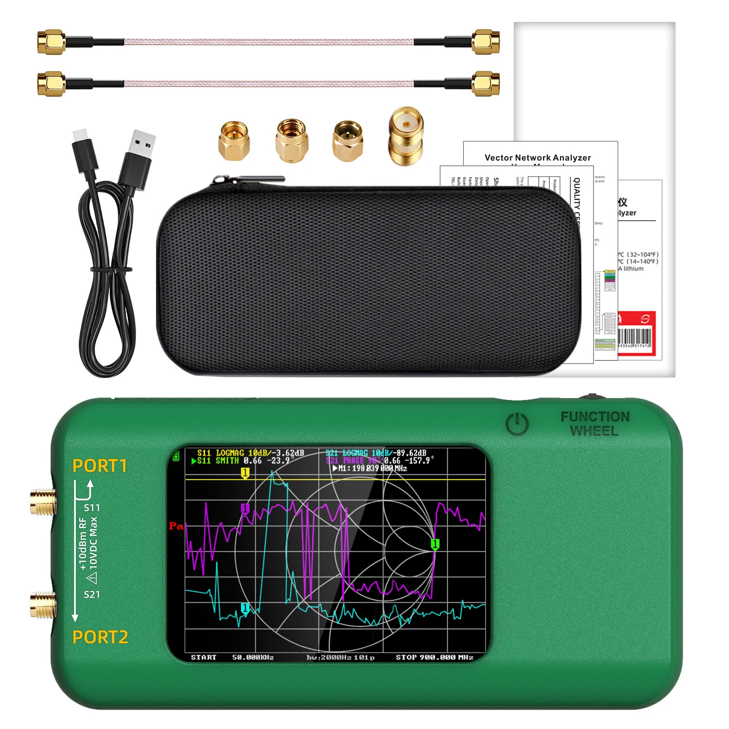 BSIDE P5 Vector Network Analyzer 10kHz to 15GHz 320*480 3.98-inch TFT Display 3000mAh Battery High Accuracy Calibration Kit