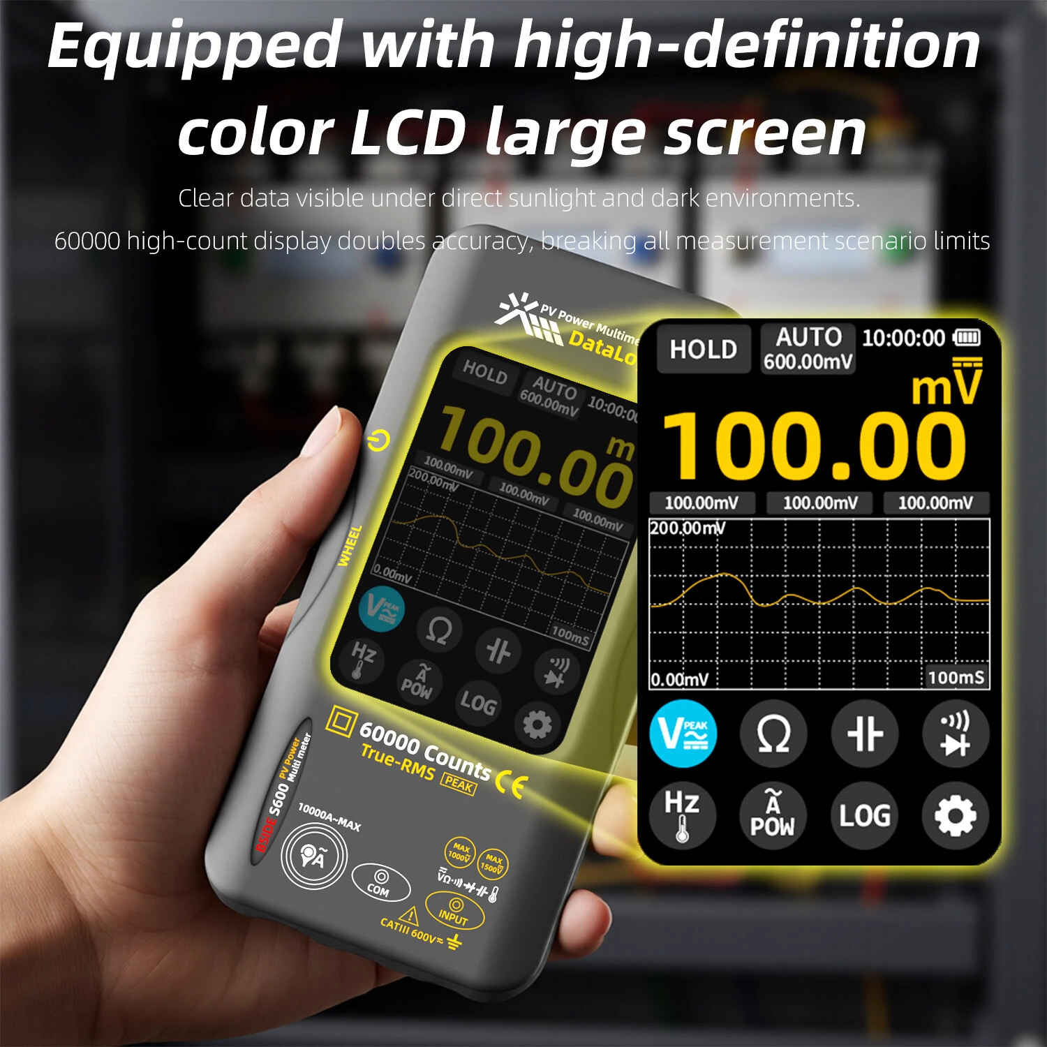 BSIDE S600A Graphic Multimeter 3.98TFT Touch Screen  60000 Counts Data Logger True-RMS Graphic Tester Photovoltaic Multimeter — view 4