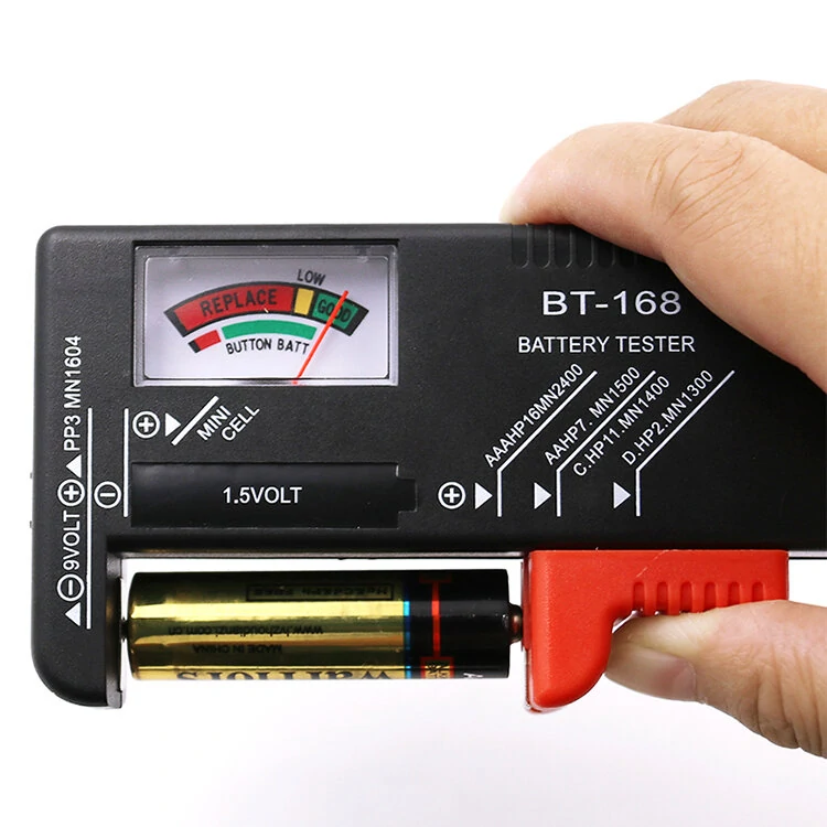 BT-168 AA/AAA/C/D/9V/1.5V Batteries Tester Universal Button Cell Battery Colour Coded Meter Indicate — Pricio