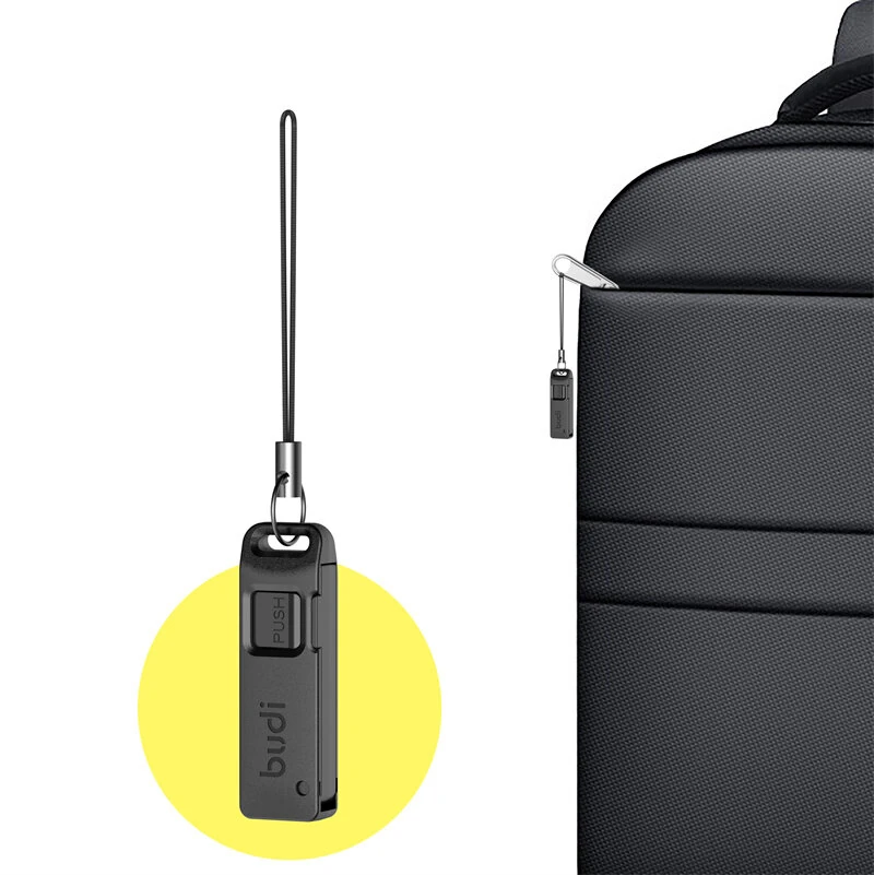 BUDI CP577 SIM TF Card Slot Storage Box with Mobile Phone Card Ejector Pin Anti-Lost Lanyard Portable Universal Phone Ejector Pin SIM Card Tray — view 6