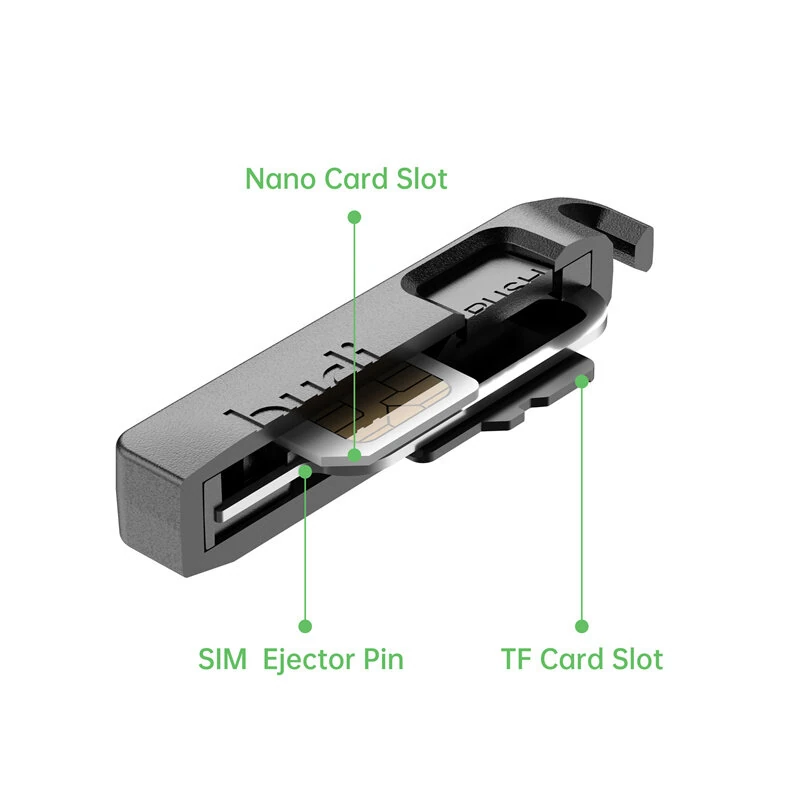 BUDI CP577 SIM TF Card Slot Storage Box with Mobile Phone Card Ejector Pin Anti-Lost Lanyard Portable Universal Phone Ejector Pin SIM Card Tray — view 7