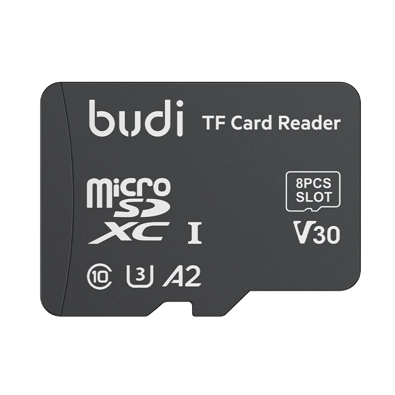 Budi CP580 TF Card Reader with TF Card Appearance Design 8 TF Cards Stroage Slots Support 480Mbps High Transmission Speed Memory Card Reader Case — view 2