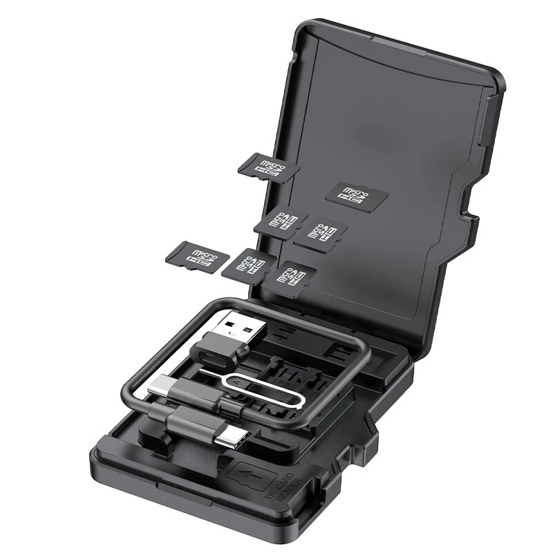 Budi CP580 TF Card Reader with TF Card Appearance Design 8 TF Cards Stroage Slots Support 480Mbps High Transmission Speed Memory Card Reader Case — view 6