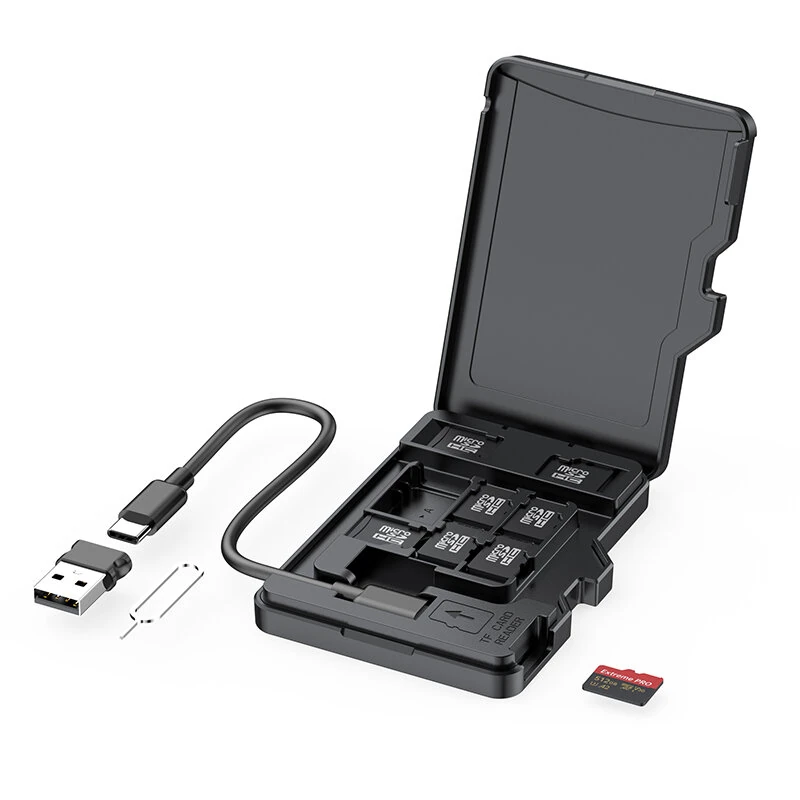 Budi CP580 TF Card Reader with TF Card Appearance Design 8 TF Cards Stroage Slots Support 480Mbps High Transmission Speed Memory Card Reader Case — view 7