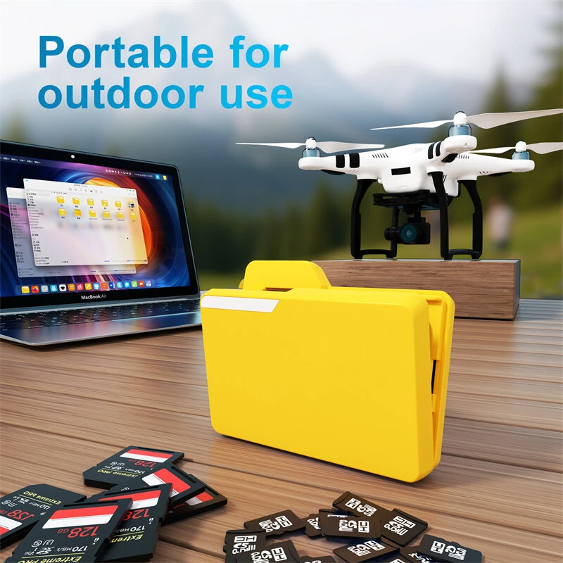 Budi CP585Y Folder Style Reader 4 Card Simultaneous Reading 4 SD+11 TF Cards Storage USB3.0 Type-C 5Gbps High Speed Data Transfer Portable Card Reader — view 4