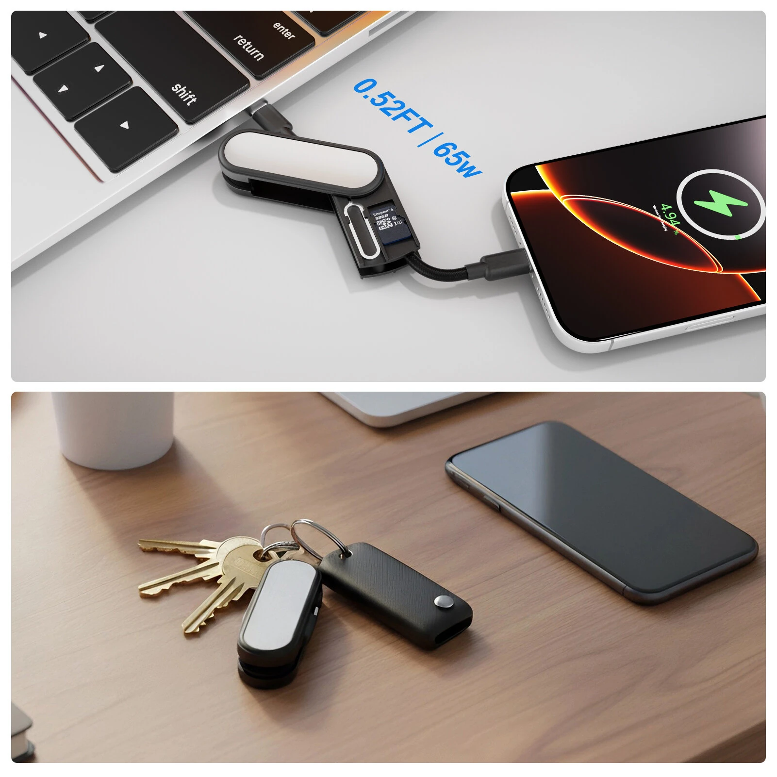 Budi CP586 Keychain Portable Storage&Charging Cable PD65W Type-C to Type-C Cable Fast Charging Data Transmission Copper Core Line 16CM Long Foldable Design for iPhone 17 17Pro 16Pro Max 15 for Xiaomi 17pro for Huawei Mate X7 — view 8