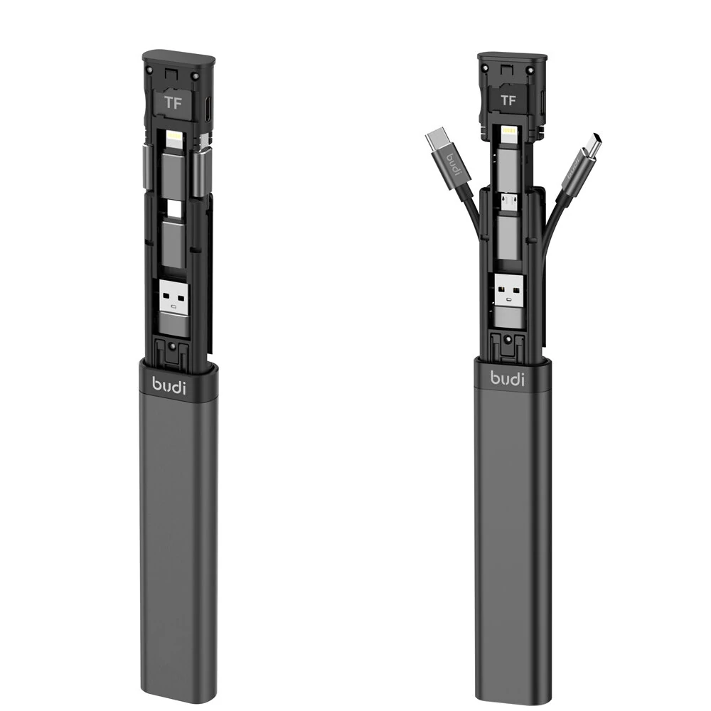 BUDI Multi-function Smart Adapter Card Storage Data Cable Stick USB Box Multi-Cable SIM KIT TF Card Memory Reader Computer Accessories for MacBook for iPhone 12 for Samsung Galaxy Note S20 ultra Huawei Mate40 OnePlus 8 Pro OPPO — view 3