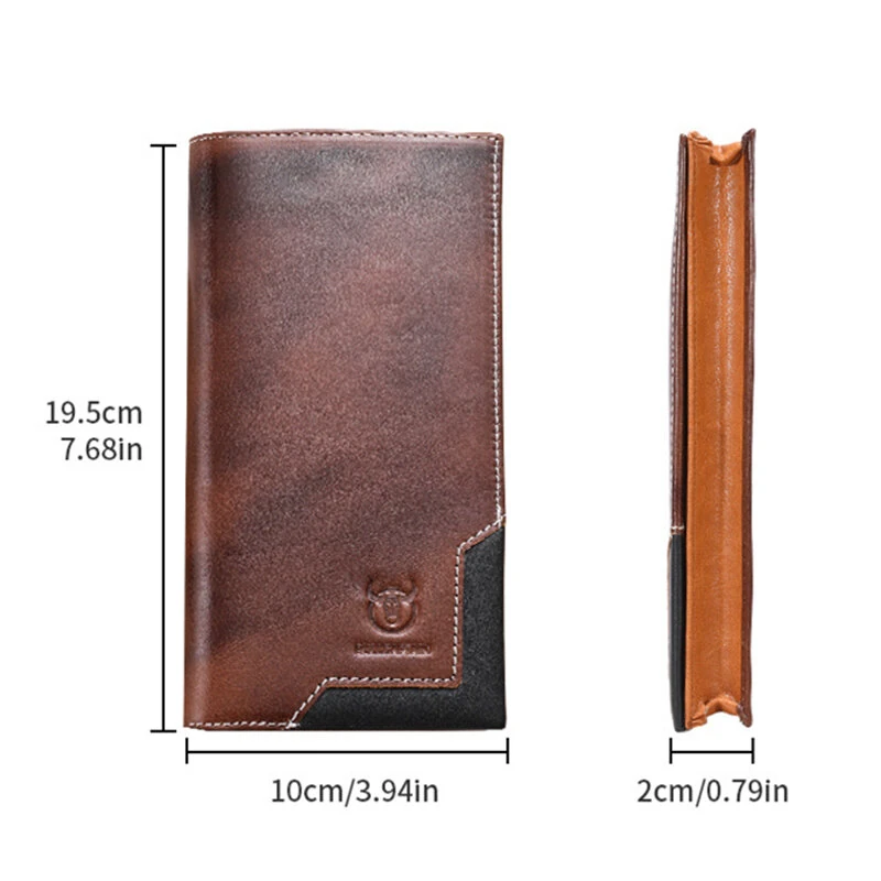 BULLCAPTAIN Genuine Leather Men’s Long Wallet Large-capacity Coin Purse RFID Blocking Credit Card Holder Multifunctional Handbag Clutch Wallet — view 2