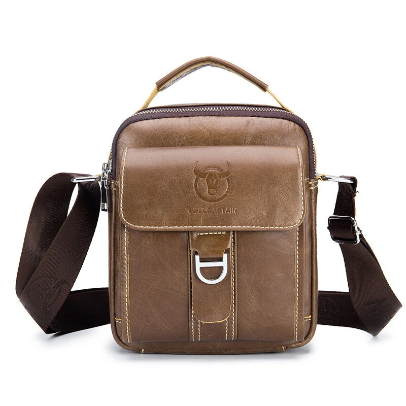 BULLCAPTAIN Genuine Leather Men's Messenger Bag Casual Crossbody Handbag Gift for Man Business Shoulder Bag — view 3