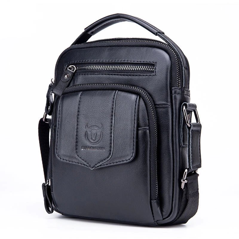 BULLCAPTAIN Genuine Leather Messenger Bag for Men Adjustable Shoulders Sling Crossbody Bags for Travel Work Business Handbag — image 1