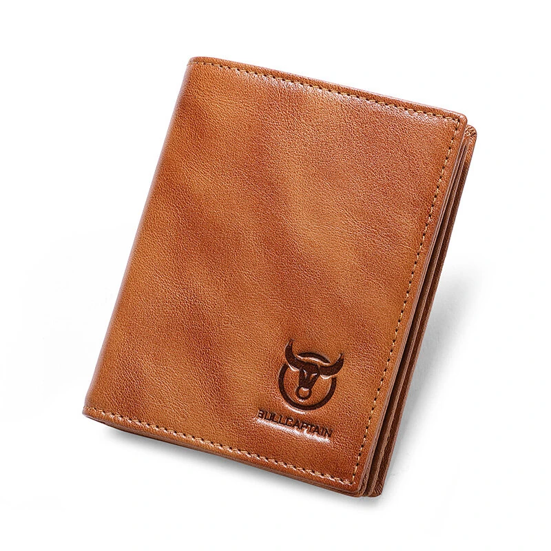 BULLCAPTAIN Men's Genuine Leather RFID Wallet Handmade Cowhide Thin Design Large Capacity Short Coin Purse Clip Business Casual Card Bag Gift — view 11