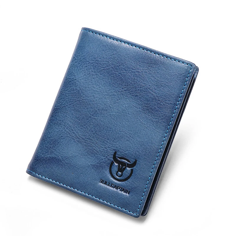 BULLCAPTAIN Men's Genuine Leather RFID Wallet Handmade Cowhide Thin Design Large Capacity Short Coin Purse Clip Business Casual Card Bag Gift — view 9