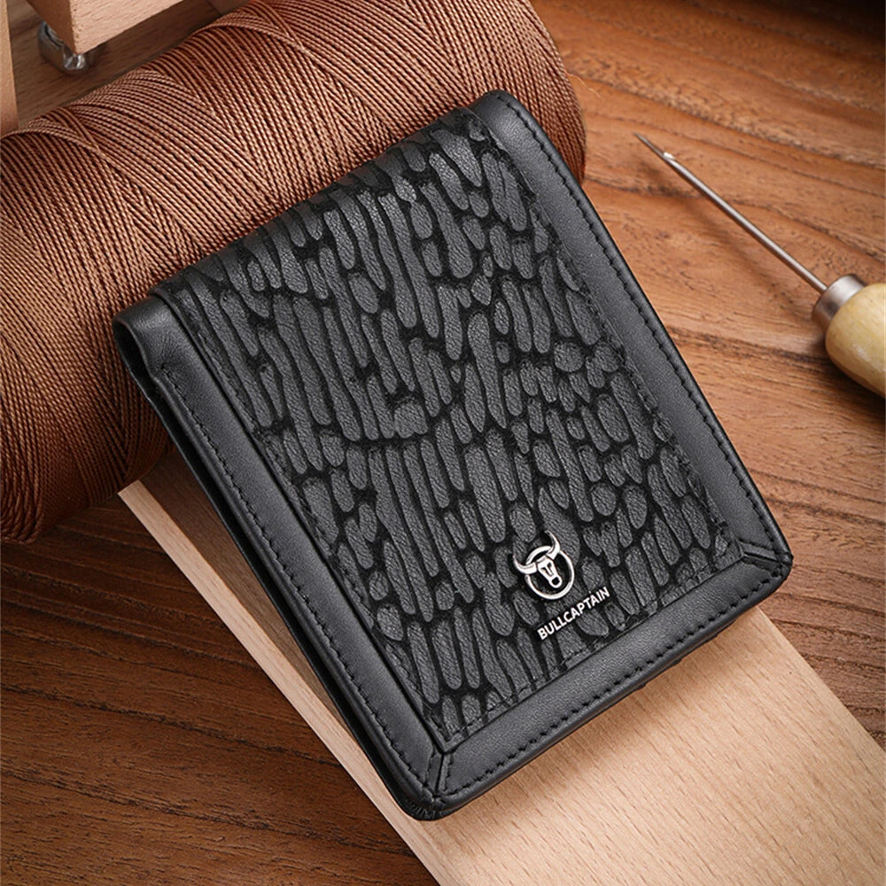 BULLCAPTAIN Men's Genuine Leather Wallet Business Casual Cash Clip Multifunctional RFID Antimagnetic Multi-Card Slot Coin Purse — view 2