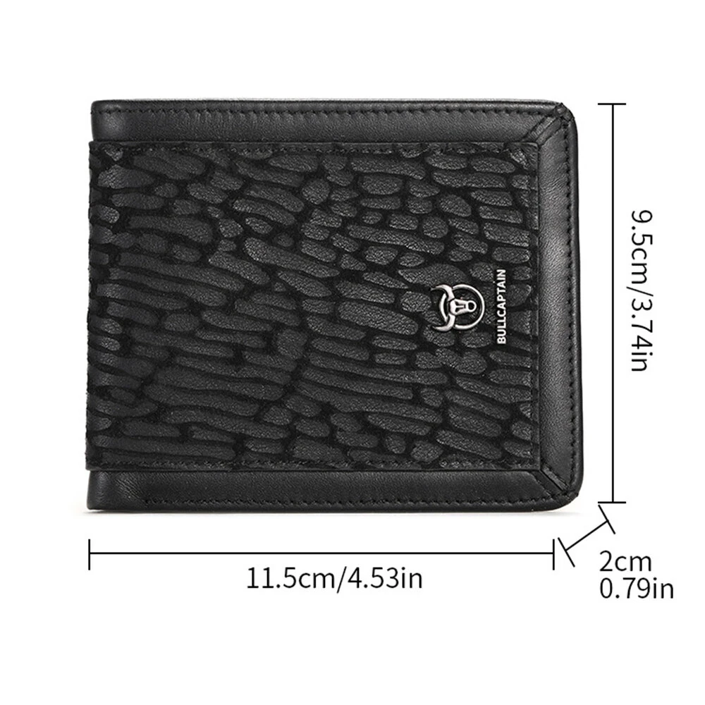 BULLCAPTAIN Men's Genuine Leather Wallet Business Casual Cash Clip Multifunctional RFID Antimagnetic Multi-Card Slot Coin Purse — view 3