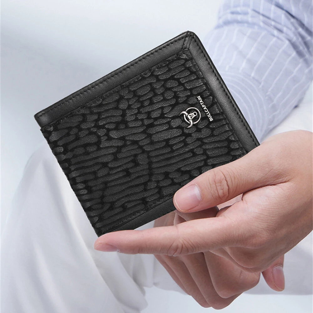 BULLCAPTAIN Men's Genuine Leather Wallet Business Casual Cash Clip Multifunctional RFID Antimagnetic Multi-Card Slot Coin Purse — view 7