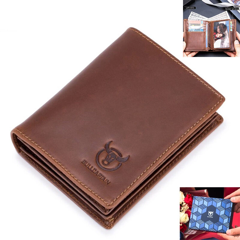 BULLCAPTAIN Men's Genuine Leather Wallet Multi Card Bag Large Capacity Bifold Wallet Credit Card Holder Multi Card Slots Coin Purse Money Clip Wallet for Men — view 10