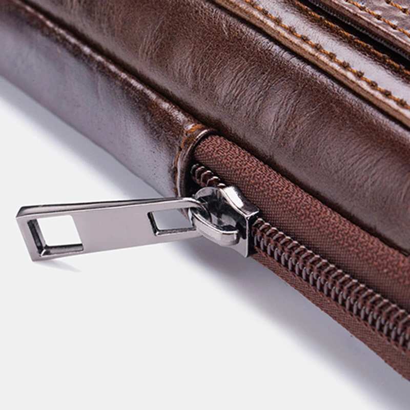 BULLCAPTAIN Men's Leather Belt Waist Bag Travel Small Fanny Pack Phone Pouch Multifunctional Male Waist Bag Leather Pouch — view 6
