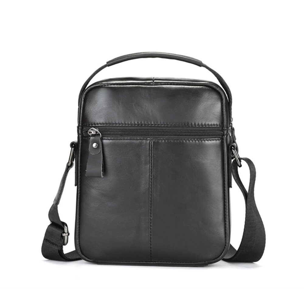 BULLCAPTIAN Men's Soft Genuine Leather Messenger Bag Business Casual Multi-functional Zipper Handheld Crossbody Bag — view 10