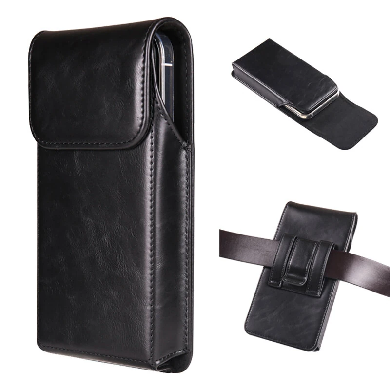 Business Casual Magnetic Universal Mobile Phone Waist Bag Leather Belt Clip Phone Holster Pouch Cover — image 1