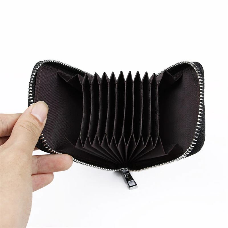 Business PU Leather ID Credit Card Holder Handbag Multi Card Leather Coin Purse Vertical Imitation Snake Texture Zipper Organ Bag — view 2