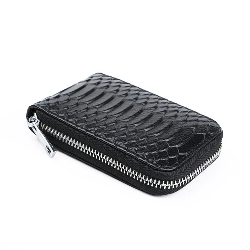 Business PU Leather ID Credit Card Holder Handbag Multi Card Leather Coin Purse Vertical Imitation Snake Texture Zipper Organ Bag — view 5