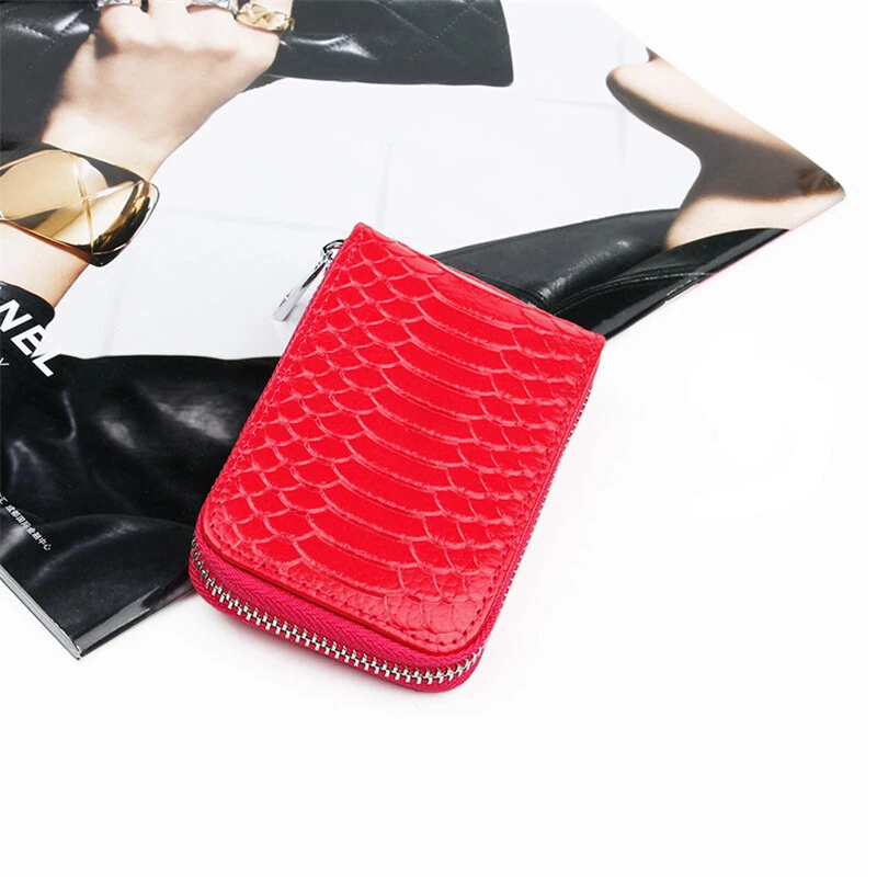 Business PU Leather ID Credit Card Holder Handbag Multi Card Leather Coin Purse Vertical Imitation Snake Texture Zipper Organ Bag — view 7